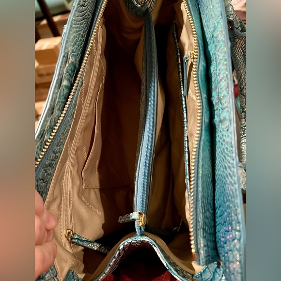 Brahmin Small Finley Leather Satchel Artic Blue - Picture 7 of 8